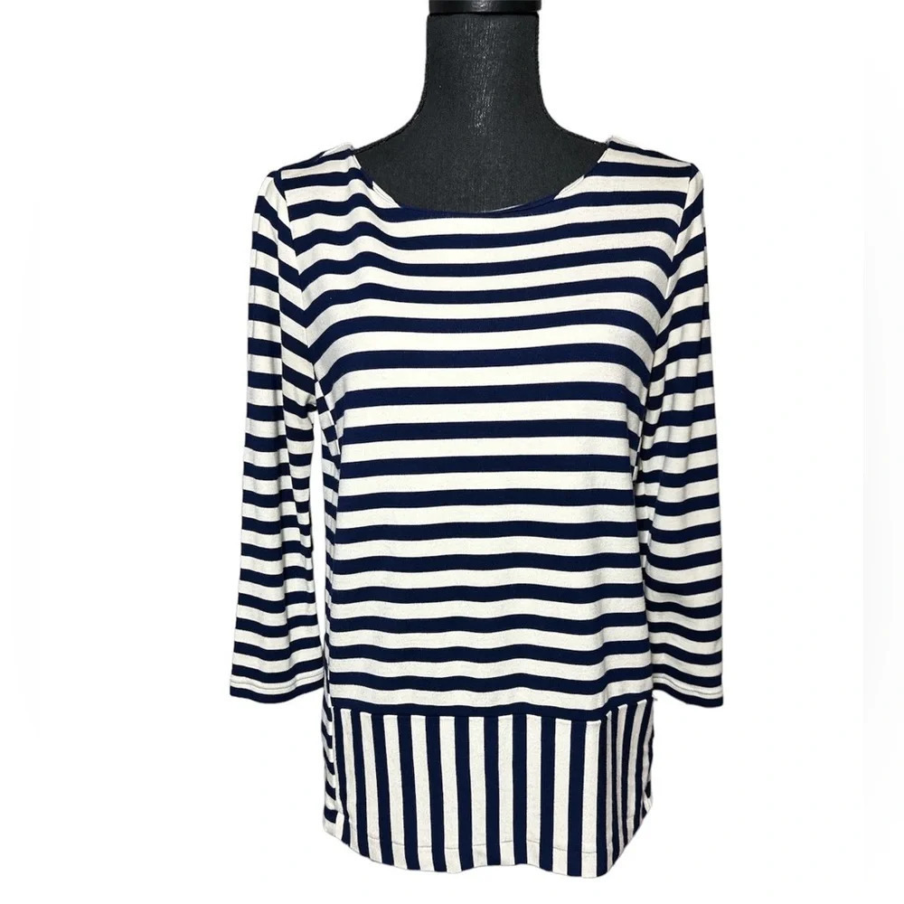 Madewell Nautical Stripe Ponte Tunic Coastal Relaxed Fit Top Medium